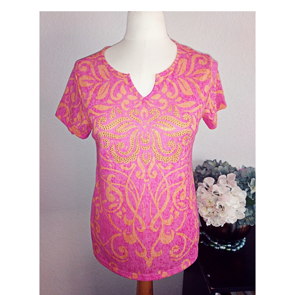 Christopher and Banks damask burnout top sz Petit